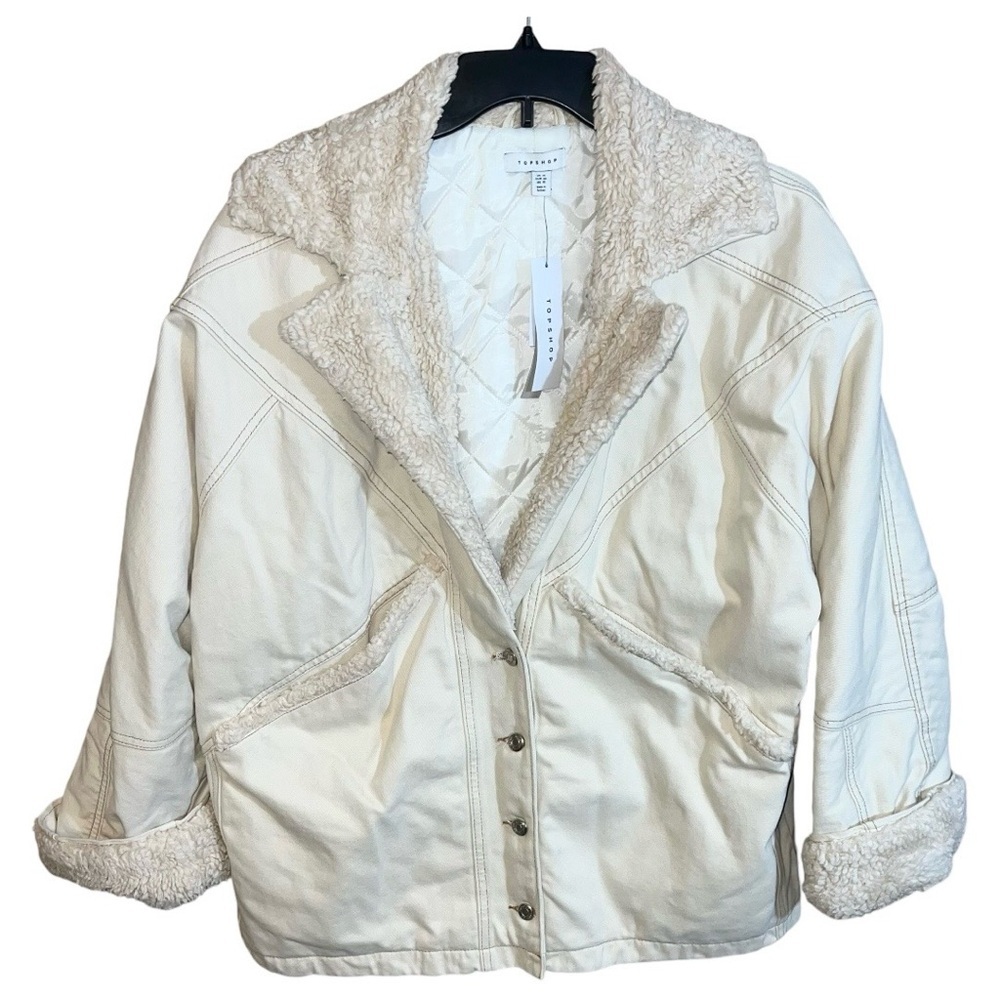 Topshop Coat Women’s Size 10 Beige Casual Winter